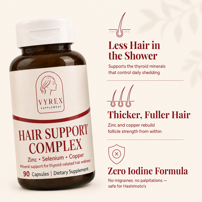 Vyrex Supplements™ Hair Support Complex | Iodine-Free Selenium, Zinc & Copper for Women